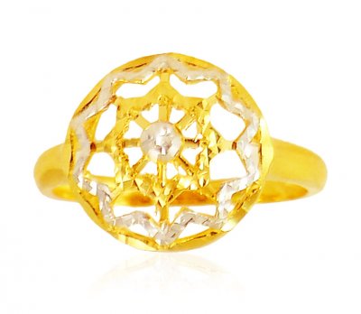 22K Gold Two Tone Ring ( Ladies Gold Ring )