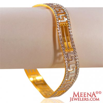 22K Designer Rhodium Bangle (1Pc)  ( Two Tone Bangles )