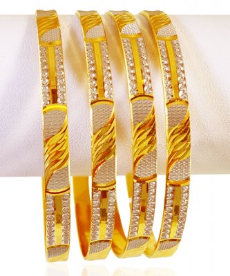 22k Gold TwoTone Bangles Set(4 pcs) ( Two Tone Bangles )