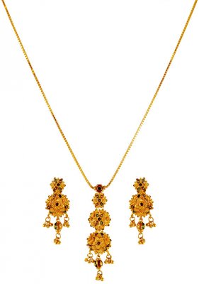 22KT Gold Meena Necklace Set ( Light Sets )