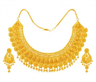 22kt Gold Necklace Earring Set ( 22 Kt Gold Sets )