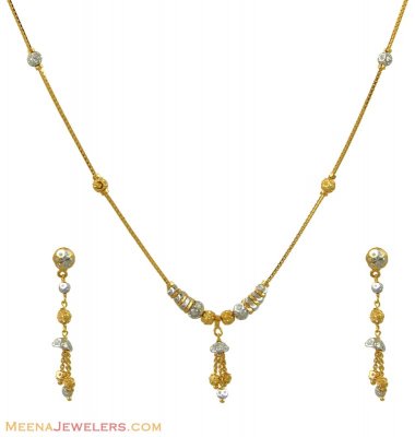 22K Two Tone Necklace Set ( Light Sets )