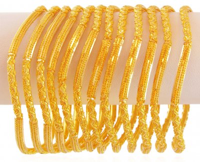 22K Wavy Bangles Set (6 Pc) ( Set of Bangles )