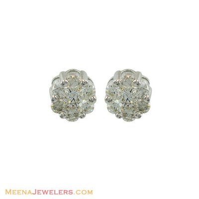 14K White Gold Diamond Earrings ( Diamond Earrings )