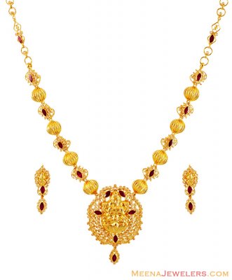 Precious Stones 22K Necklace Set ( Gold Designer Sets )