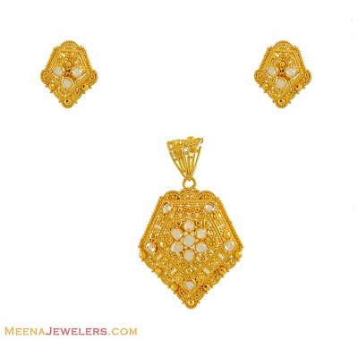 22k Polki Stones Pendant Sets ( Gold Pendant Sets )