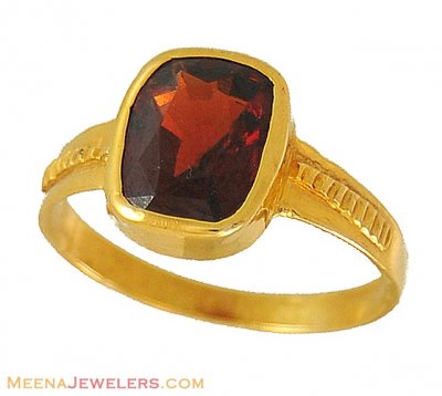 Gold Gomed Ring (22K Gold) ( Astrological BirthStone Rings )