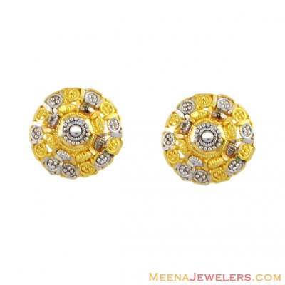 22K 2 Tone Earrings with Filigree ( 22 Kt Gold Tops )