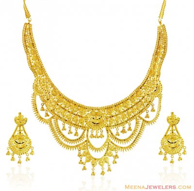 Designer 22k Bridal Necklace Set - StGo15006 - 22K Gold Necklace and ...