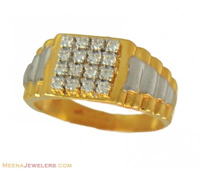 22k Designer Two Tone Mens Ring ( Mens Signity Rings )