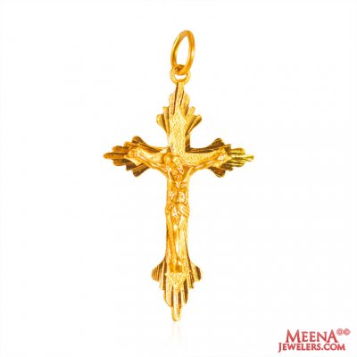 22kt Gold Cross Jesus  Pendant  ( Jesus Cross Pendants )
