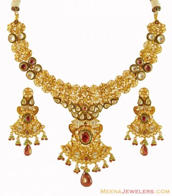 Antique Necklace Set 22K ( Antique Necklace Sets )