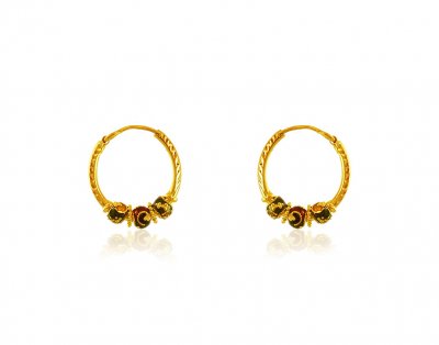 22K Gold Meenakari Hoop Earrings ( Hoop Earrings )