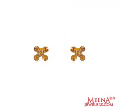 22k Gold two tone Earrings ( 22 Kt Gold Tops )