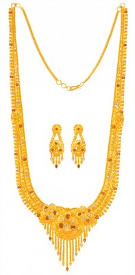 22KT Gold Long Three Tone Set ( 22 Kt Gold Sets )