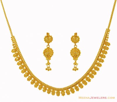 Beautiful 22K Gold Necklace Set ( Light Sets )