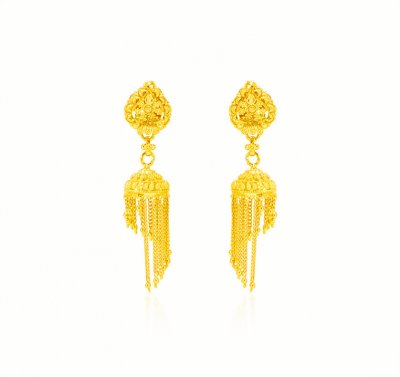 22K Gold Designer Jhumka Earrings  ( 22Kt Gold Fancy Earrings )
