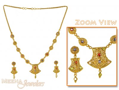 Gold Necklace with Cubic Zircons ( Antique Necklace Sets )