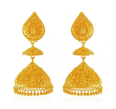 Jhumka Earrings 22 Karat Gold ( Exquisite Earrings )