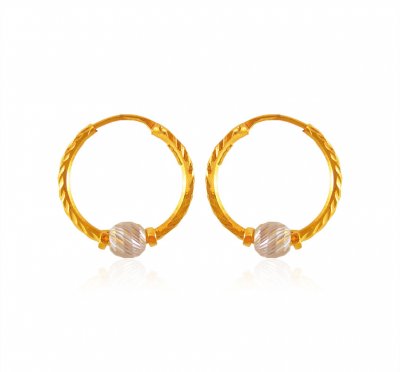 22Kt Gold Two Tone Bali for Girls ( Hoop Earrings )