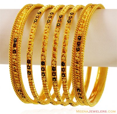 Gold Meenakari Bangles (6 Pc) ( Set of Bangles )