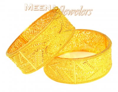 22K Gold Wide Bangle (1 Pc) ( Kadas )