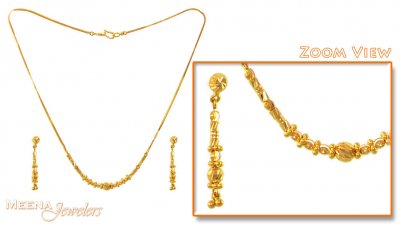 22K Yellow Gold Three Piece Necklace Set ( Light Sets )