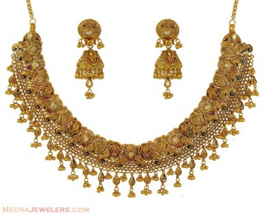 Gold indian antique set ( Antique Necklace Sets )