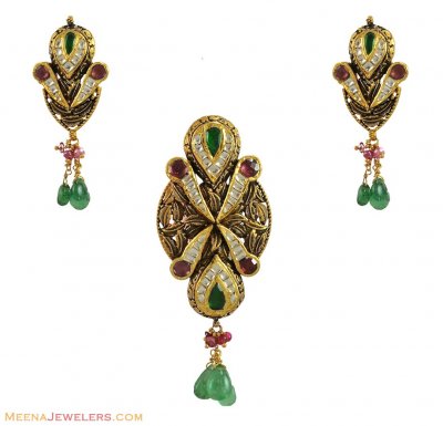 22K Antique finished Pendant Set ( Antique Pendant Sets )