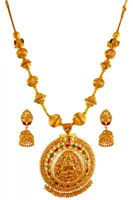 22K Gold Diamond Polki Necklace Set ( Diamond Necklace Sets )