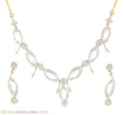 Diamond Necklace Set (18 K Gold) ( Diamond Necklace Sets )