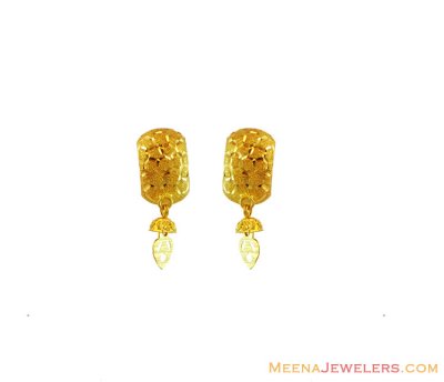 22K Fancy Earrings Frosty Finish ( 22Kt Gold Fancy Earrings )