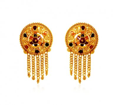 Meenakari 22K Earrings ( 22 Kt Gold Tops )