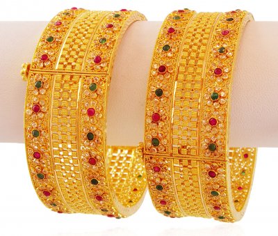 22K Wide Bridal Kada with Stones ( Kadas )