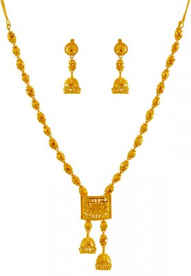 22K Fancy Two Tone Necklace Set ( 22 Kt Gold Sets )