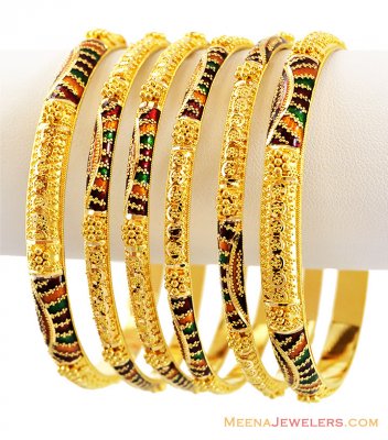 22K Meena (4 pcs) Bangles Set  ( Set of Bangles )