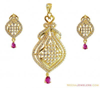 22K Exclusive Stones Pendant Set ( Fancy Pendant Set )