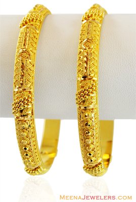 22k Designer Kadas (pair) - BaKa14989 - Exclusive 22k Gold hand made ...