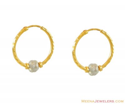 22K Two Tone Baby Bali ( Hoop Earrings )