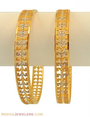 Fancy Two Tone Bangles (22K Gold) ( Gold Bangles )