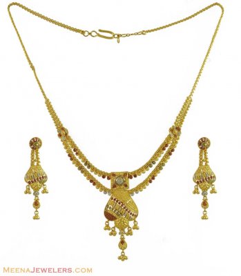 22k Two Tone Necklace Set ( Light Sets )