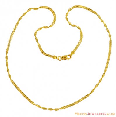 22k Fancy Spiral Chain (16 inches) ( 22Kt Gold Fancy Chains )