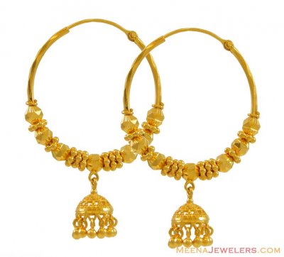 22k Jhumki Hoop Earrings (Bali) ( Hoop Earrings )