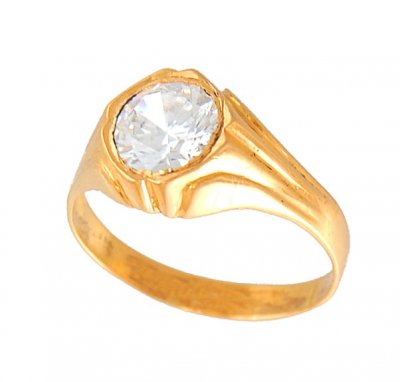 22K Gold Cz Ring ( Ladies Gold Ring )