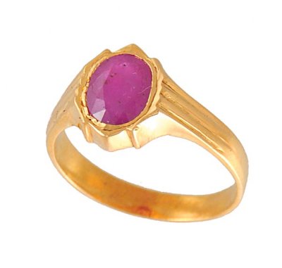 22kt Gold Ruby Ring ( Ladies Rings with Precious Stones )