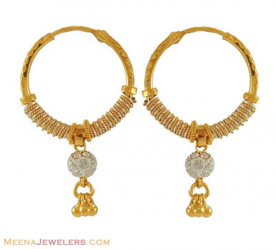 Fancy Small Hoops - ErHp6472 - 22k Gold fancy hoops / earring with ...