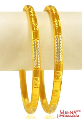 22 Kt Gold Two Tone Kada (2Pcs) ( Gold Bangles )