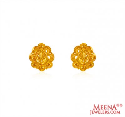 22kt Gold Designer Earrings ( 22 Kt Gold Tops )