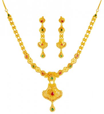 22kt Gold Necklace Set ( Gold Designer Sets )