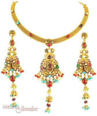 22Kt Gold Antique Set ( Antique Necklace Sets )